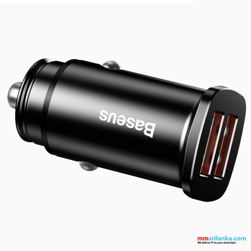 Baseus Square Metal 30W A+A Dual QC3.0 Quick Car Charger Black